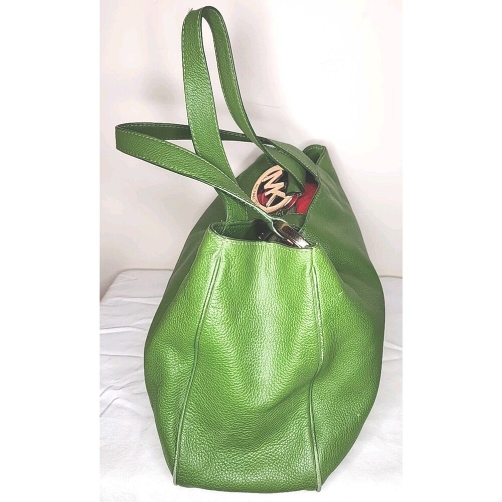 Michael Kors Fulton East West Genuine Pebbled Leather Handbag - Bright Green - Picture 4 of 8
